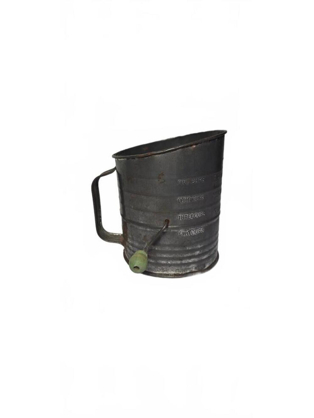 Vintage Metal Flour Sifter with Hand Crank